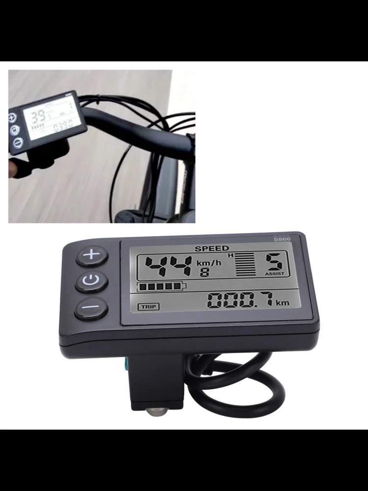 AliExpress Electric Bike LCD Display Meter Lightweight ABS S866 Electric Bike LCD Display Large Screen for 22.2mm/0.9in Handlebar