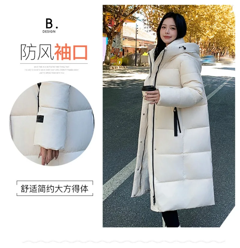 2026 Fashion Down Winter Cotton-padded Jacket Men Women Couple Clothes Long Parkas Thicken Warm Tops Hooded Overcoat Loose Coats