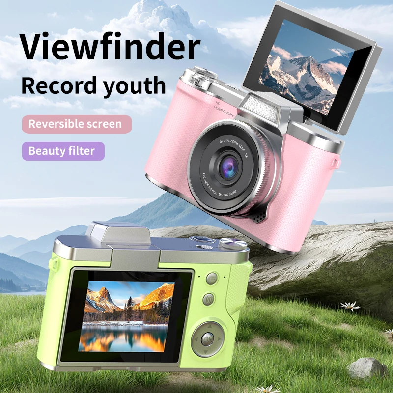 كاميرا رقمية 4K كاميرا تصوير بدقة 48 ميجابكسل كاميرا فيديو قابلة لإعادة الشحن 180 ° كاميرا ريترو CCD ذات شاشة قابلة للطي للأطفال