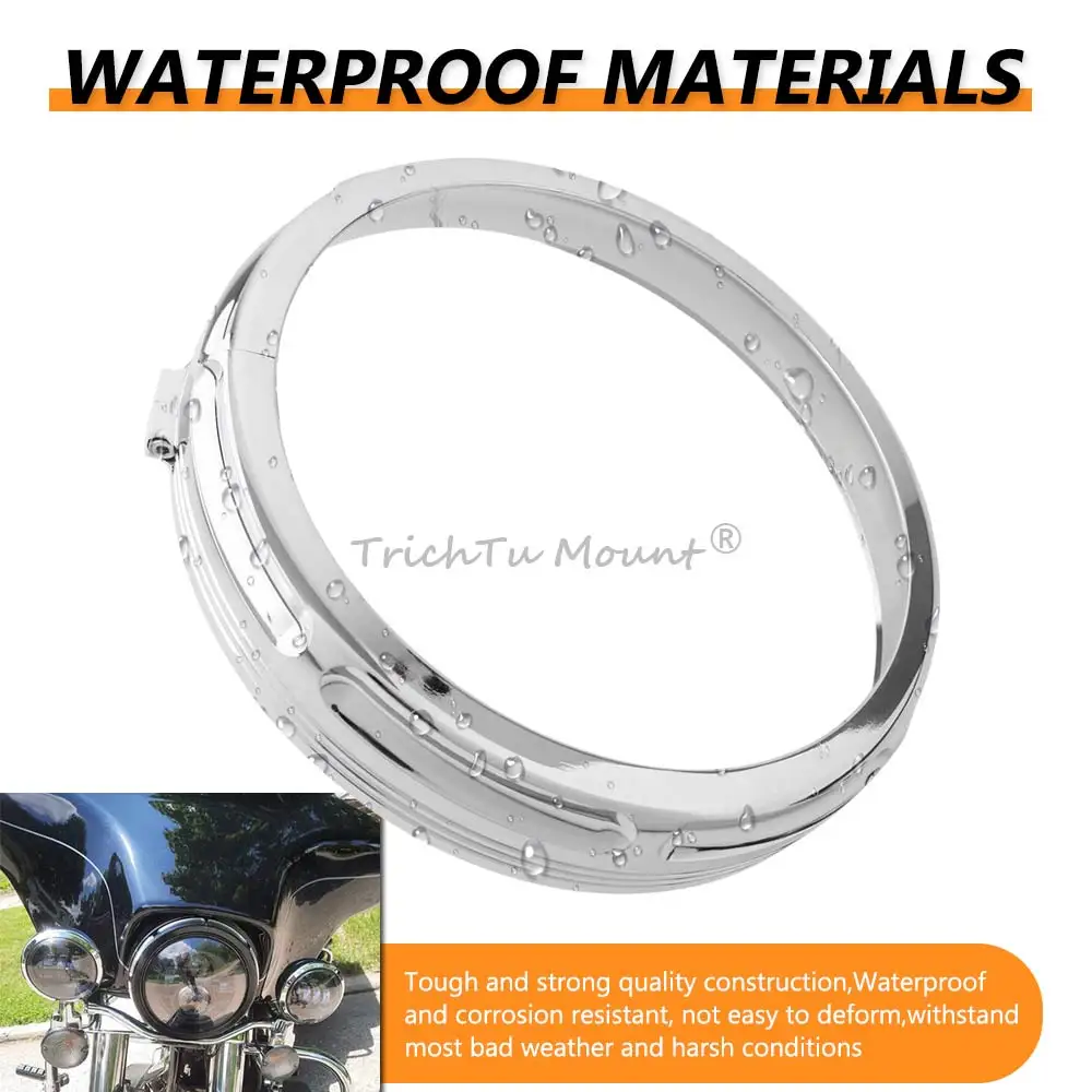 

7" Motorcycle Chrome Headlight Trim Rings Aluminum For Harley Electra Glide Street Glide Ultra Limited Tri Glide 1994+ Road King