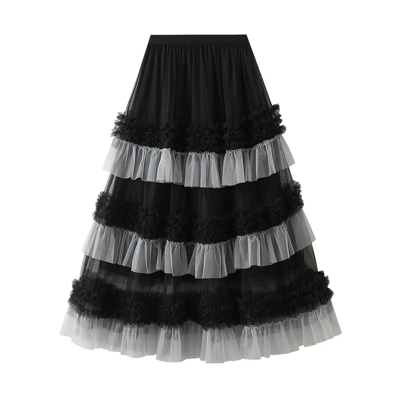 2025 Mid length skirt Fluffy Skirt with Big Swing Yarn, Dance Half Skirt, Heavy Industry, Cake Skirt, Color  A-line skirt