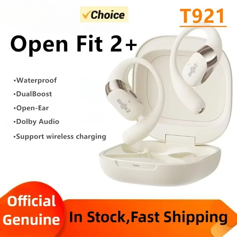 OpenFit 2 + T921 سماعات أذن معلقة مفتوحة Dolby Audio سماعة لاسلكية تعمل بالبلوتوث سماعات DualBoost Technology AI للحد من الضوضاء