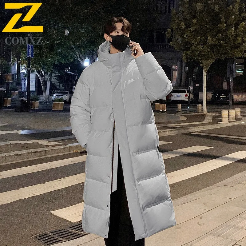 سترة شتوية طويلة من Maxbarley للرجال والنساء عالية الجودة سميكة بيضاء مبطنة للأسفل معطف تزلج دافئ بقلنسوة سترة ريشة #3