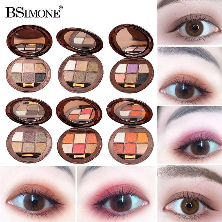

6 colors Eyeshadow Palette High Gloss Cement Grey Rose Brown Color Tone Matte Glitter Daily Makeup Dry Rose Eyeshadow