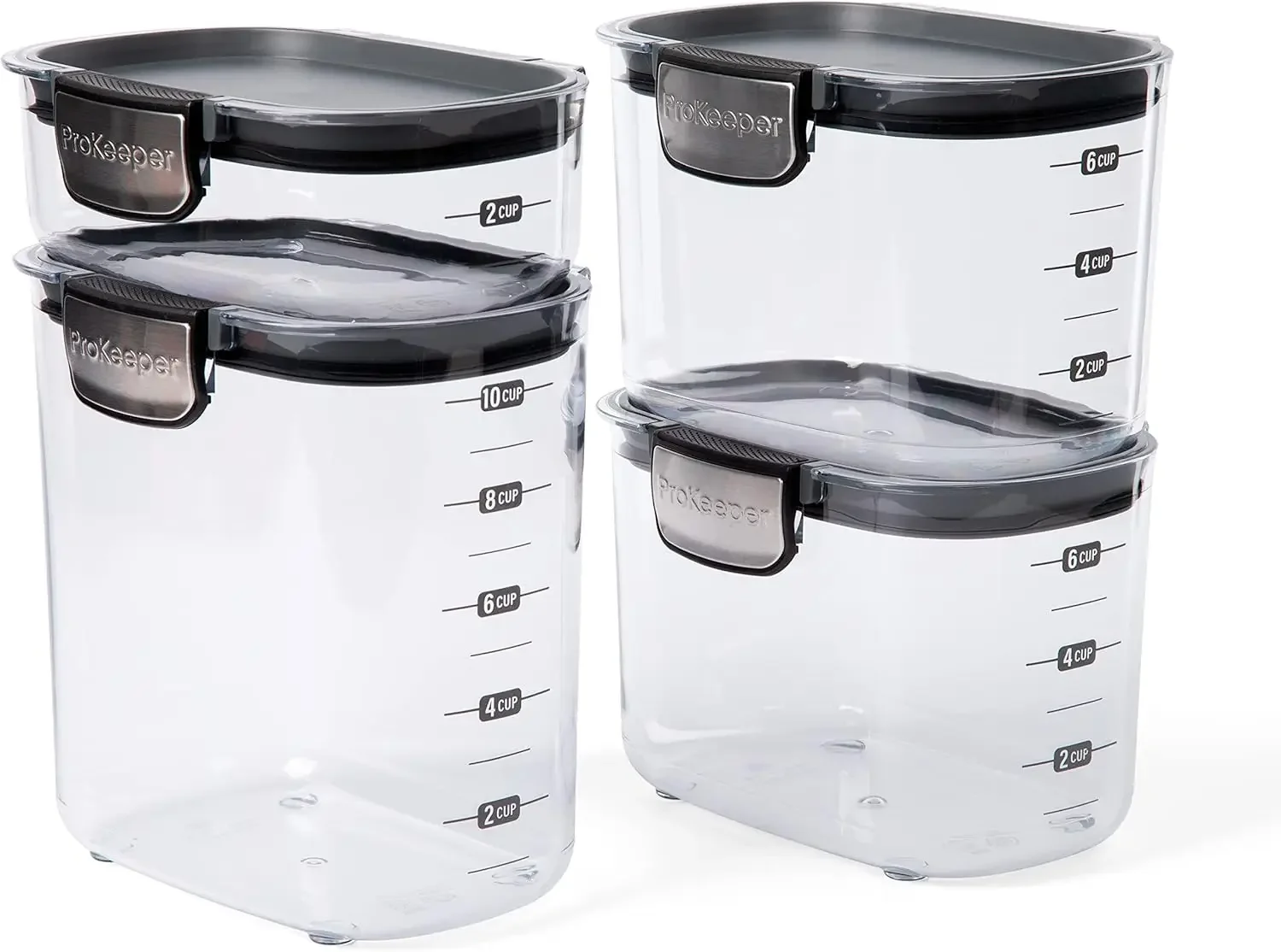 

ProKeeper+ 4-Piece Clear Plastic Modular Airtight Pantry Food/Snack Kitchen Storage Organization Container Canister Set