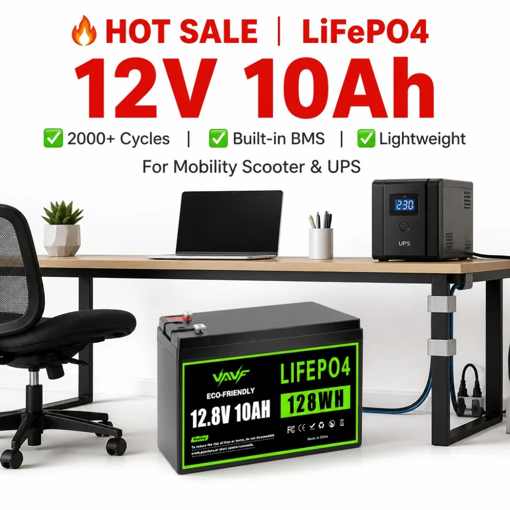 12V 10Ah LiFePO4 Battery Deep Cycle Lithium with BMS 2000+ Cycles for Mobility Scooter UPS Backup Solar Alarm System