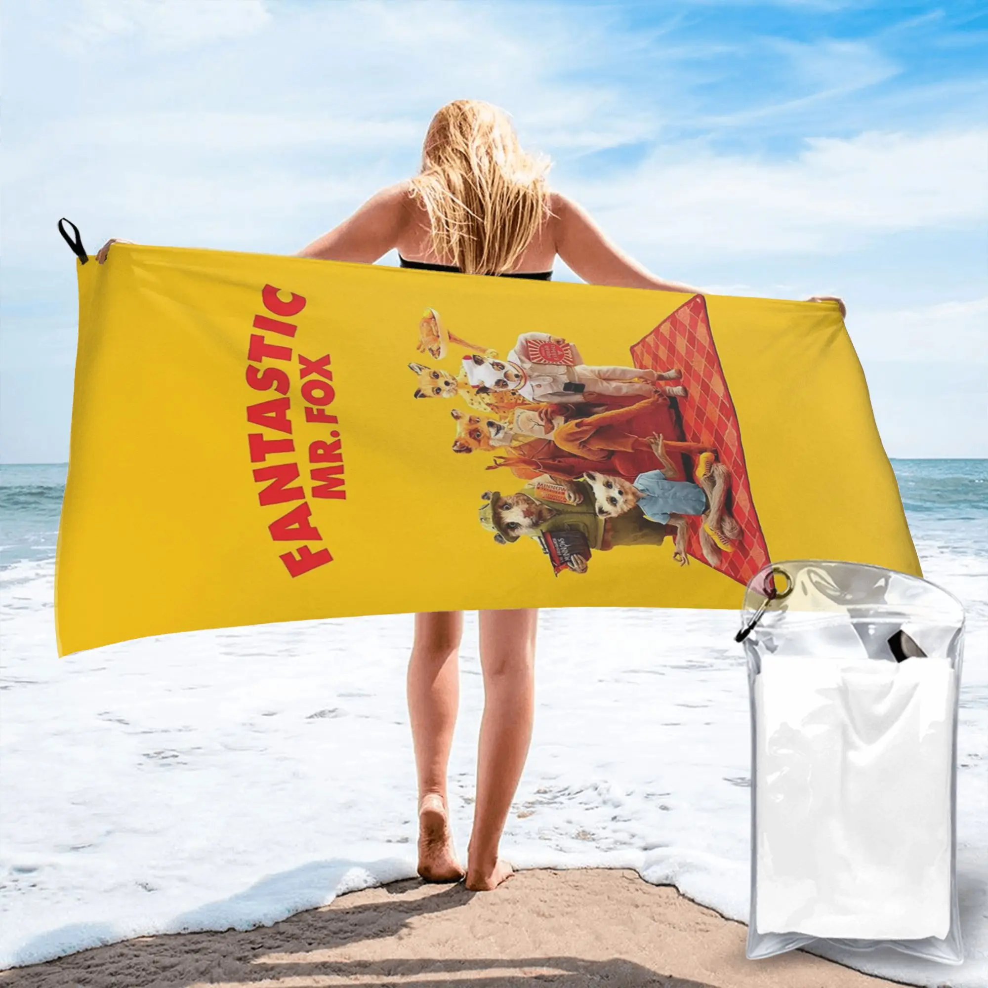 Fantastic Mr Fox Movie Poster Beach Towel Soft Microfiber Quick Dry Absorbent Quick Towels For Swimming