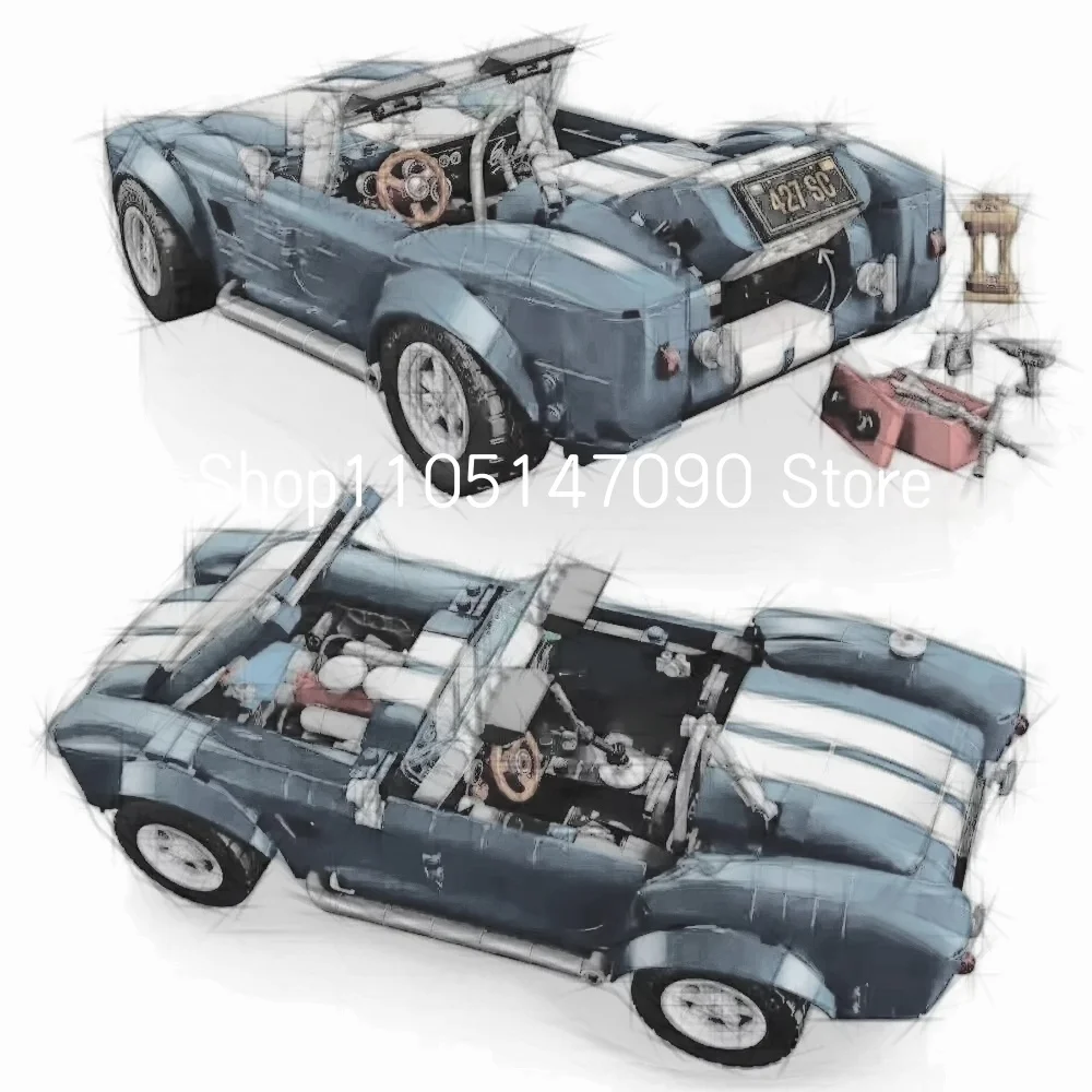 

Новый классический гоночный спортивный автомобиль Cobra, строительные блоки, сборка кирпичей для детей и взрослых, подарки на Рождество, день рождения и праздник