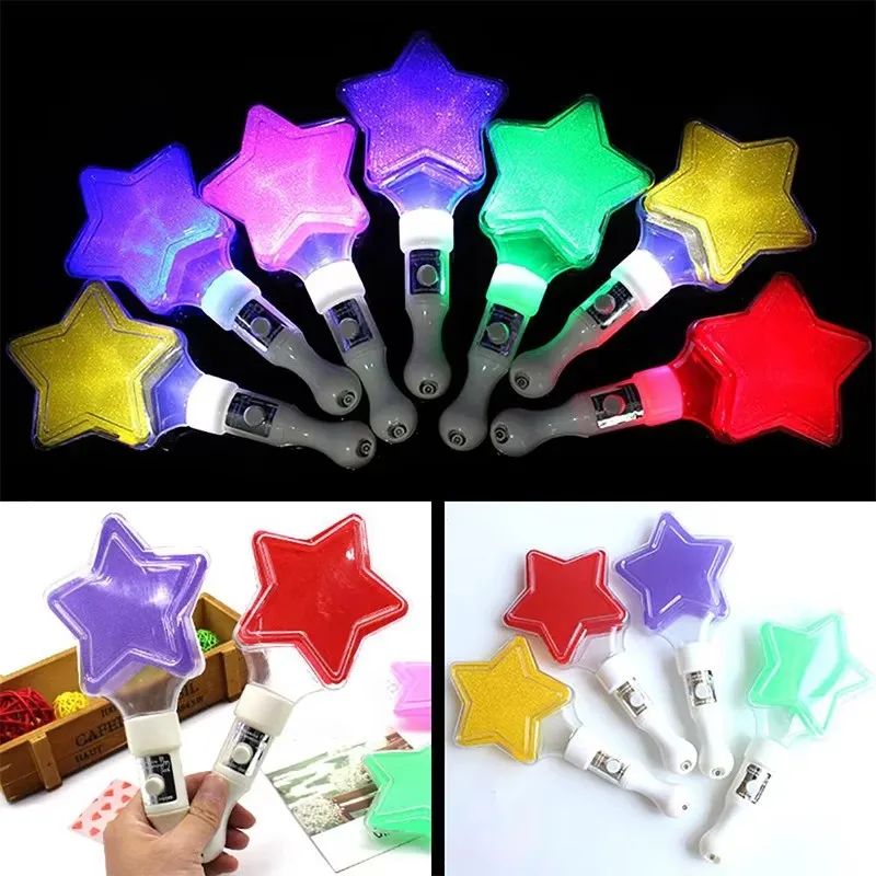 10Pc Colors Change LED Glow Stick Heart Star Shape Luminous Concert Cheering Tube Wedding Party Light Stick