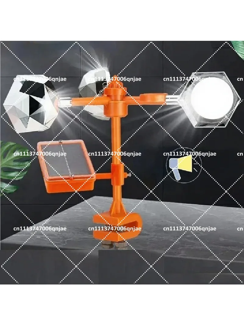 3-in-1 Solar Bird Repeller Ultrasonic Sound Wind Motion Reflective Flash for Orchard Farm Garden Pond