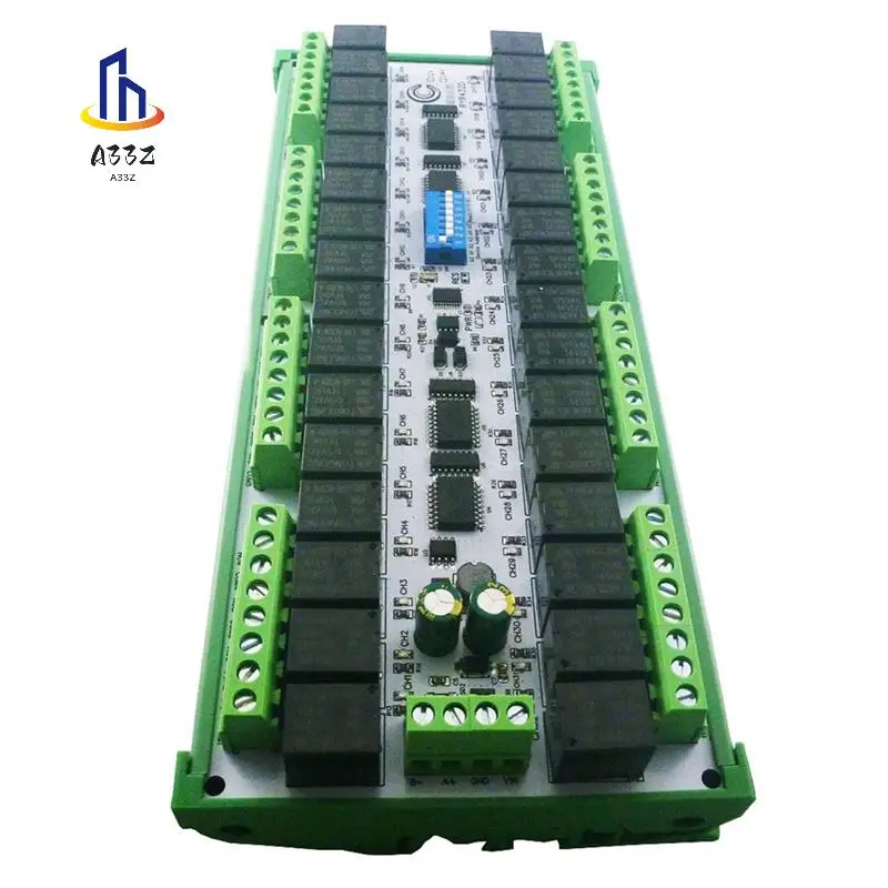 

A33Z-20A Easy To Install DIN Rail Box DIP Switch Setup Parameters 32CH Modbus RTU RS485 Relay Module RYR432D