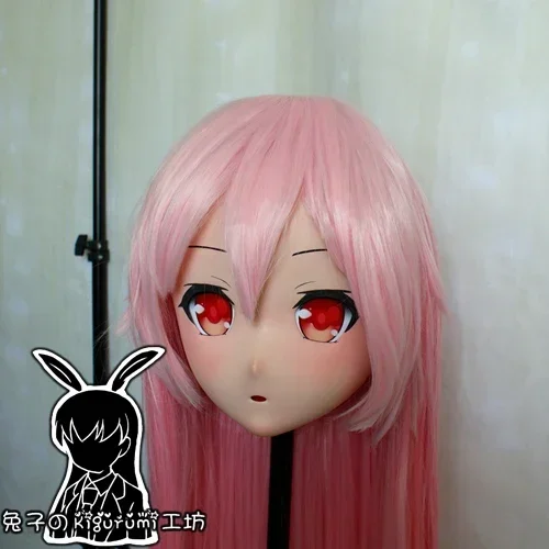 (Rabbit 105) Resin Cross-Dress Lolita Girl Head BID Doll Mask Japanese Anime Production.I.G Yuzuriha Inori Kigurumi Mask Cosplay