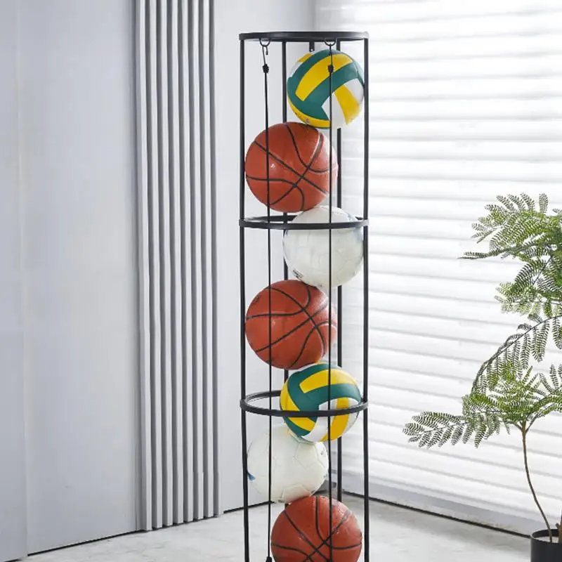 Wall Mount-Garage Sports Ball Storage Ball Holder Stable 3-Layer Multi-Functional Ball Racks For Living Room Bedroom Gym