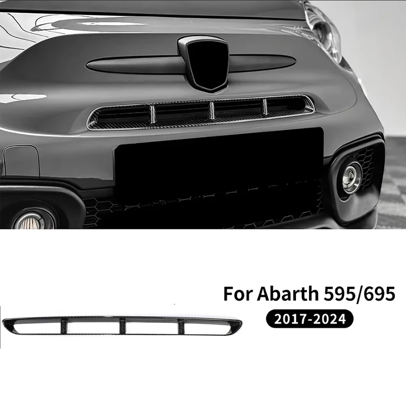 

For 2017-2024 Abarth 595/695 Real Carbon Fiber Front Center Grille Carbon Fiber Decoration Sticker Auto Accessories
