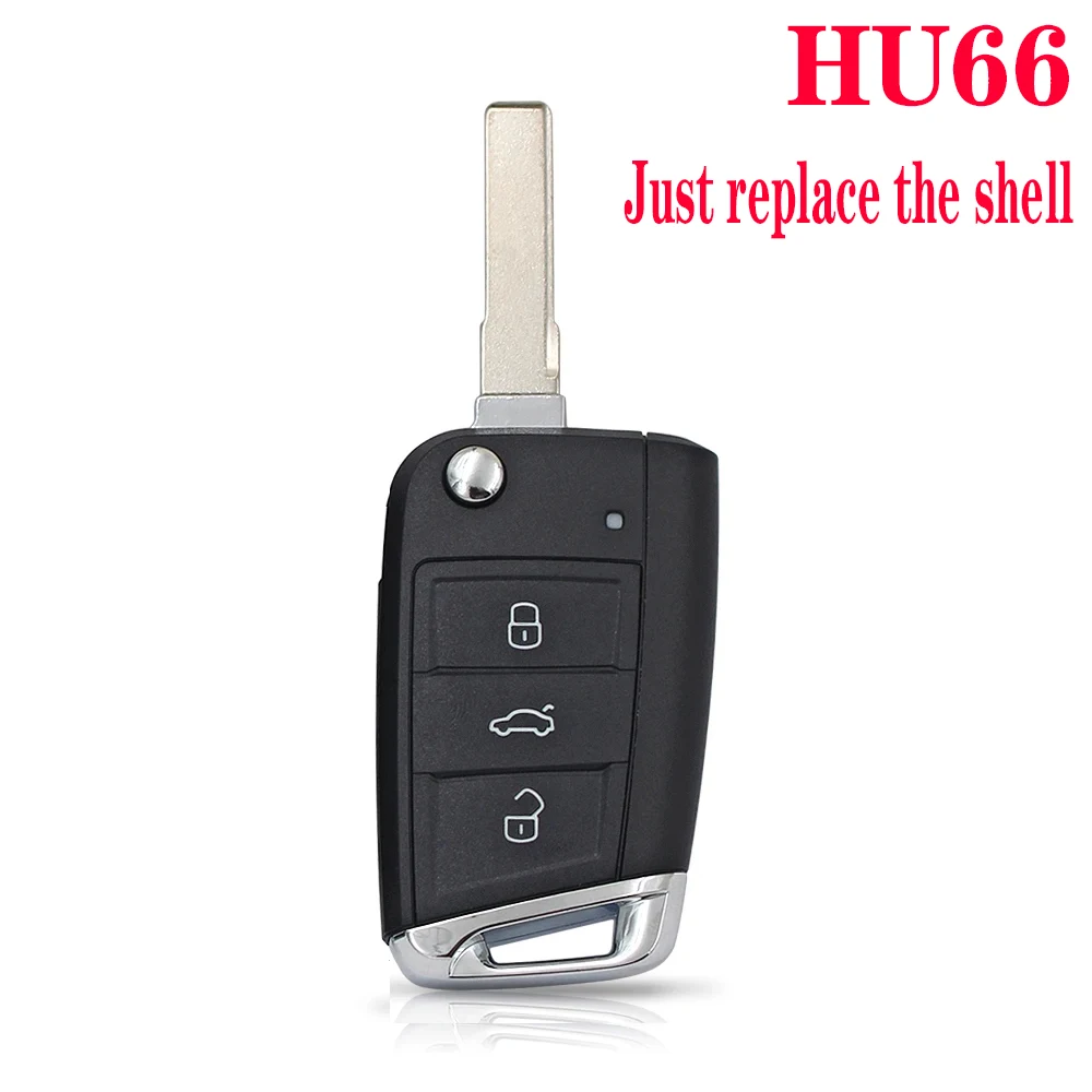 

Auto Car Key Shell 3 Button Flip Folding Replacement Cover Case Fob Modified for G-olf 7 MK7 for Skoda Se-at HU66 HU162 Blade