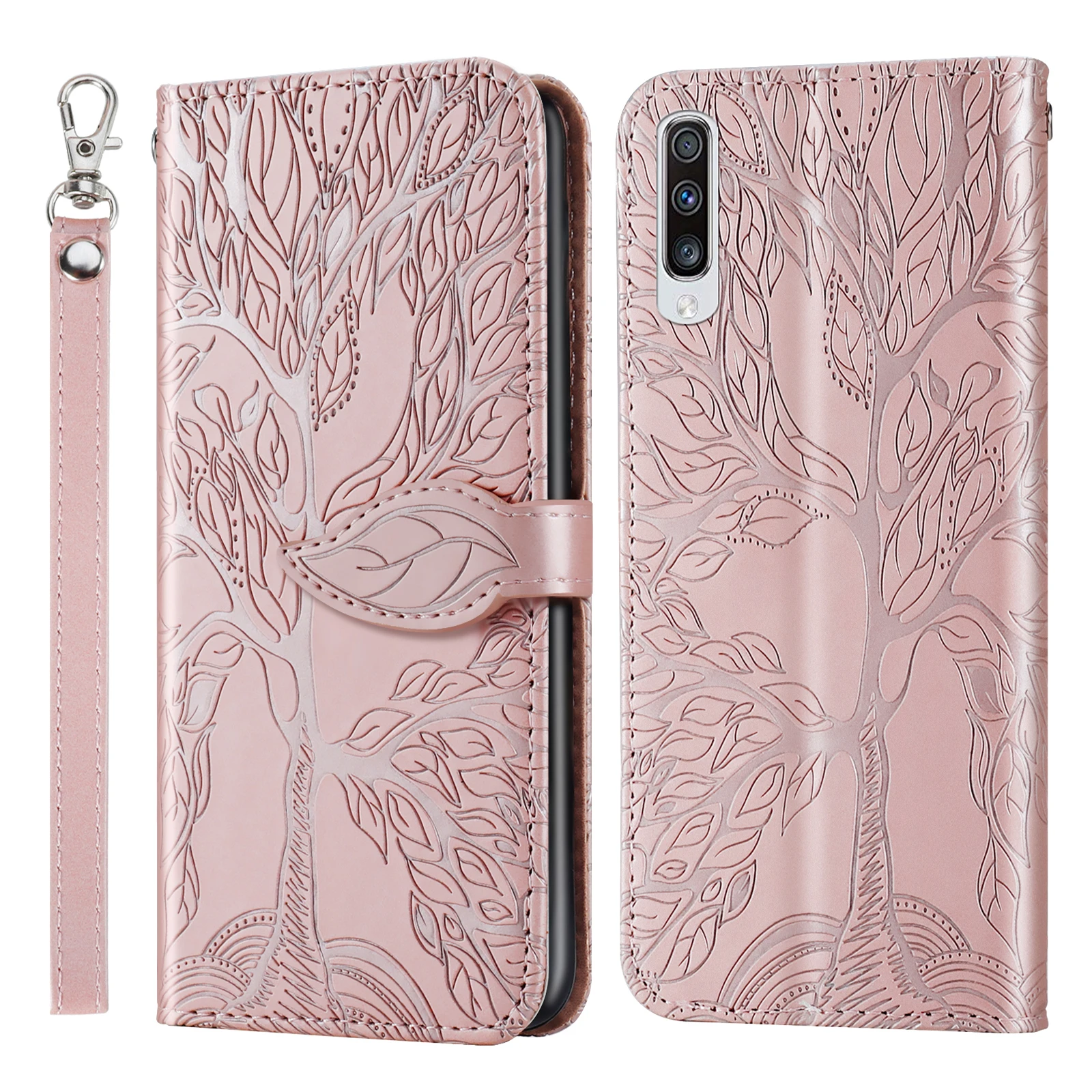 

For Samsung Galaxy A50 / A70 case, Tree of Life leather case with card slot, clamshell leather case