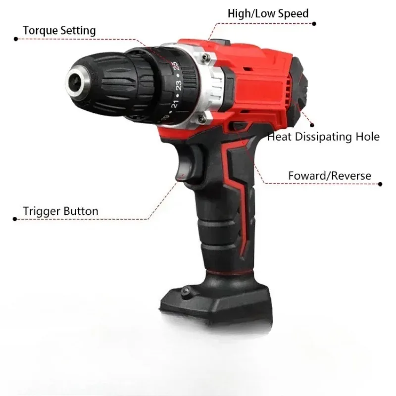 21V Cordless Drill Electric Screwdriver Mini Wireless Power Driver DC Lithium-Ion Battery 3/8-Inch 2 Speed Power Tools