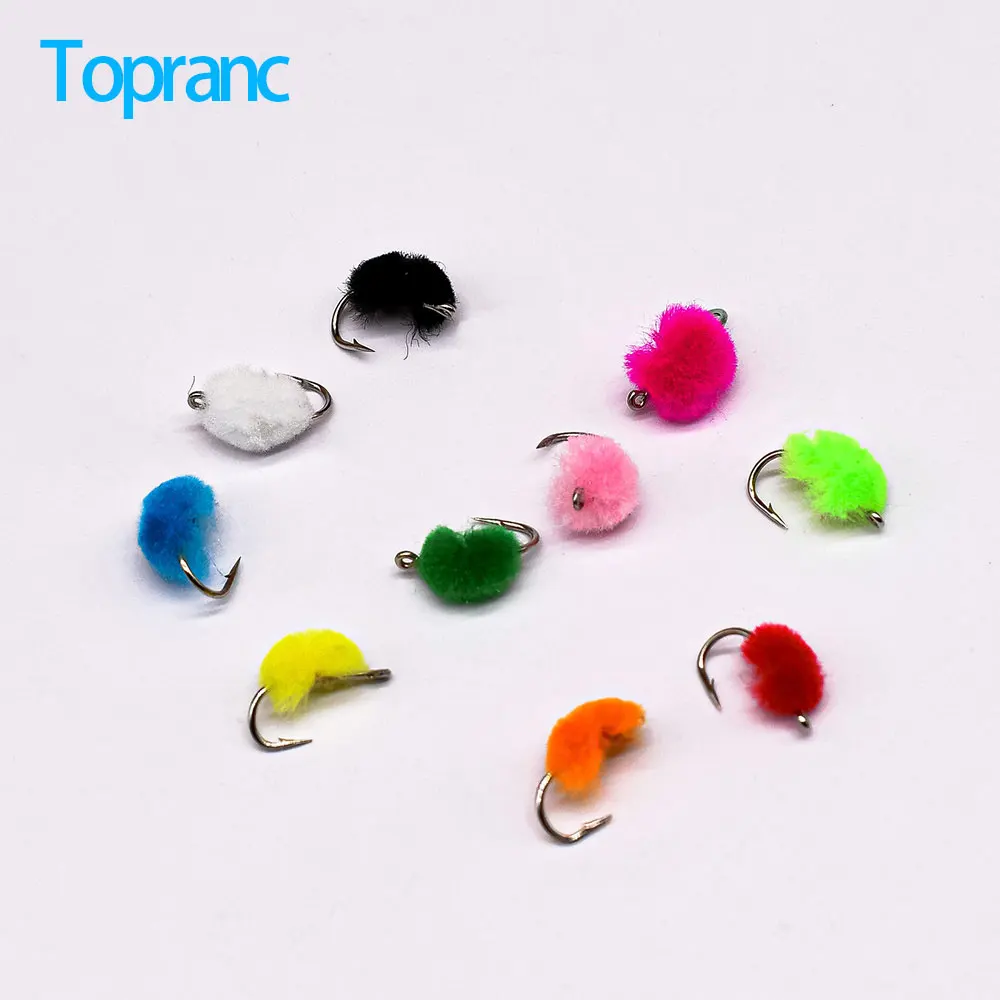 Topranc 10Pcs Egg Fly Nymphs Bug Wet Fly Fast Sinks Trout Salmon Fish Flies Bait Lures #12 Hook 10 Colors Available