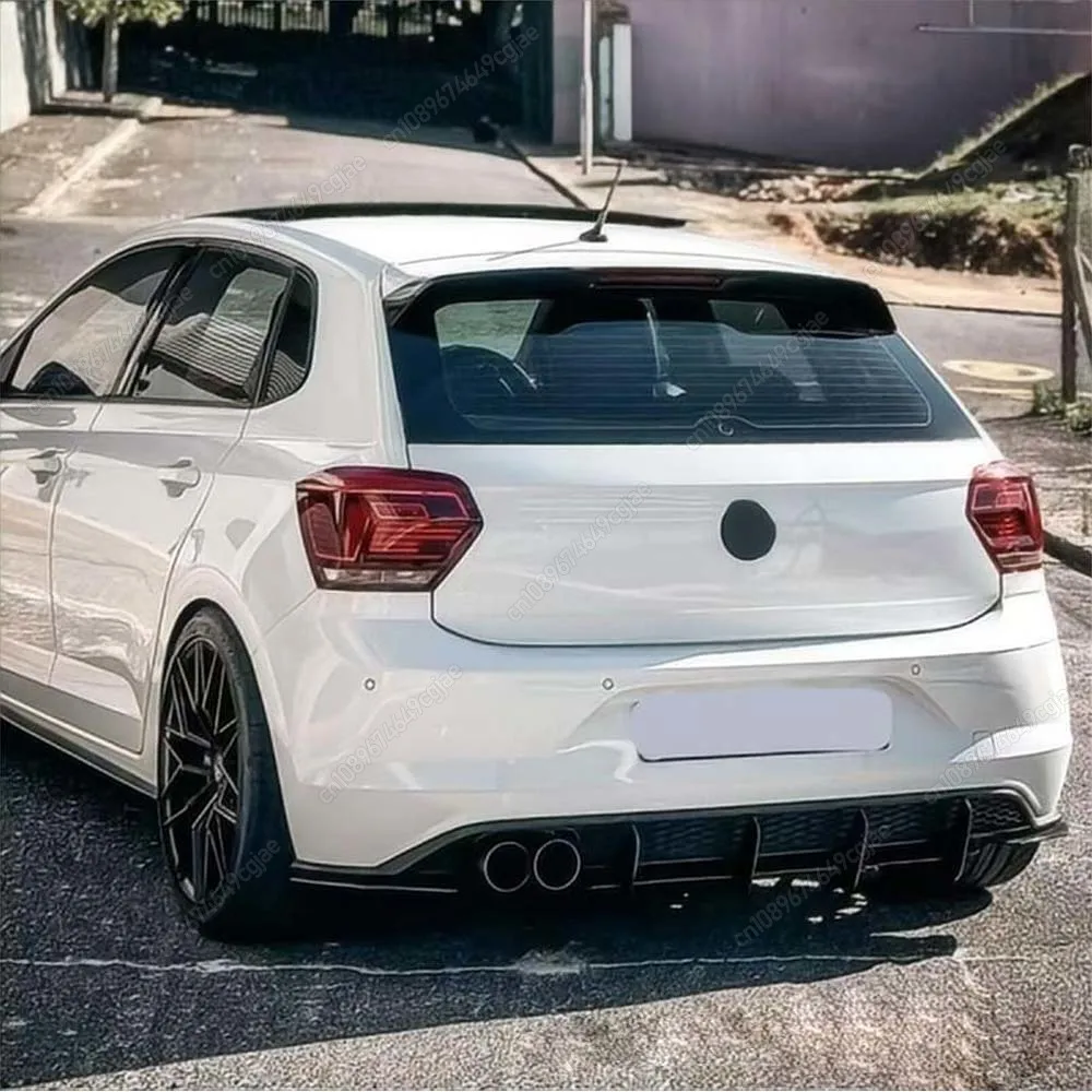 

4 Fins Car Rear Bumper Diffuser For Volkswagen Polo MK6 GTI 2017 To 2021 ABS Hatchback Body Kits Splitter Spoiler Black Tuning