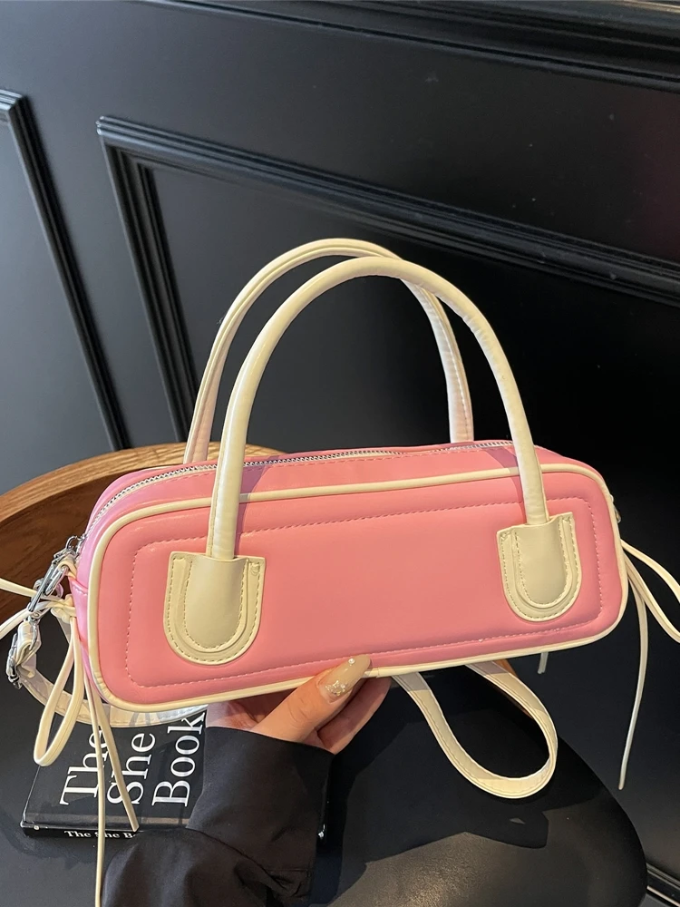 

High End Versatile Contrast Color Handbags for Women 2025 New Trend PU Leather Messenger Bags Vintage Square Shoulder Bag