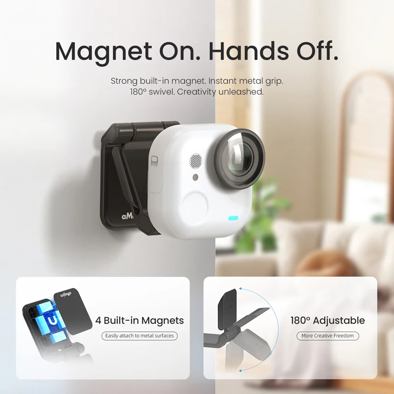 For Insta360 Go Ultra Camera Magnetic Easy Clip Mount Base 180° Adjustable Quick Release Anti-slip Desktop Bracket Accessories