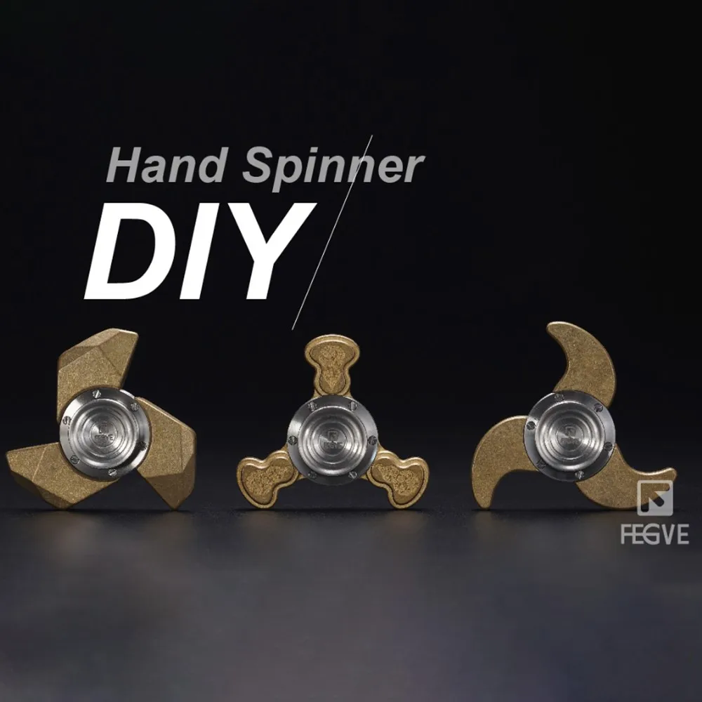 Fegve edc latão aço inoxidável fidget spinner três lâminas fidget spinner novidade brinquedo ansiedade alívio gadgets