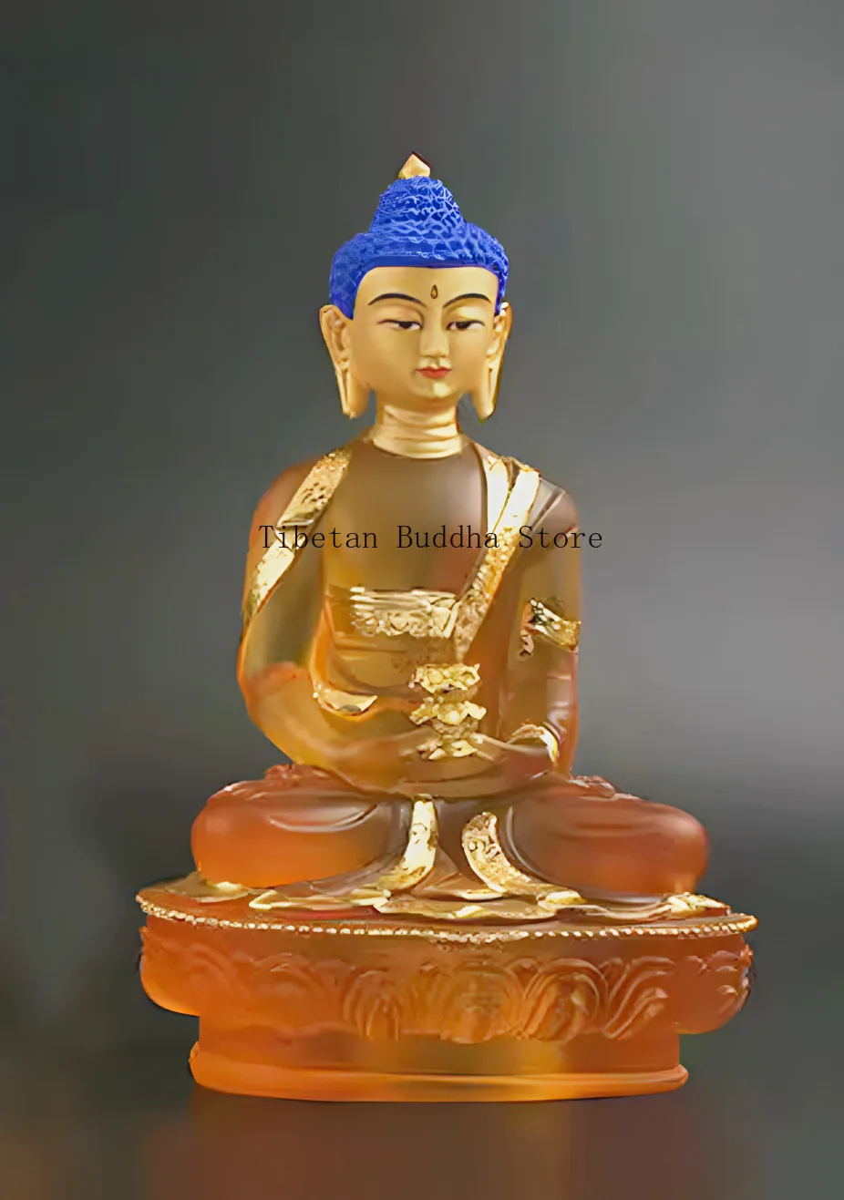 8” Amitabha Amitayus Buddha Tibetan water Liuli coloured glaze Statue treasures