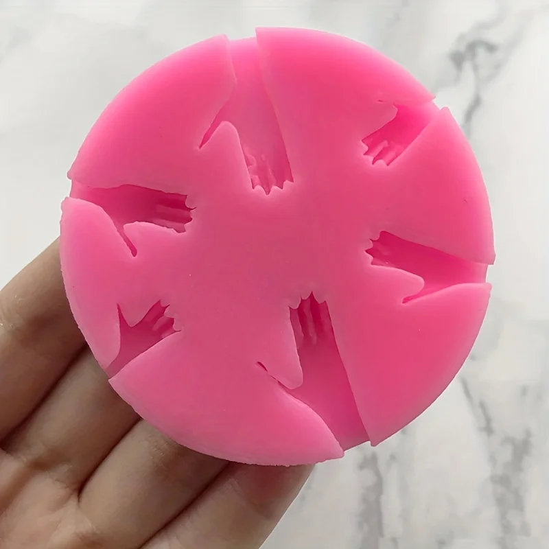 1Pieces6Hole Cute Mini Doll Toy Hand-Shaped Silicone Mold，DIYPudding Chocolate Candy Dessert Fondant Handmade Soap Aromatherapy