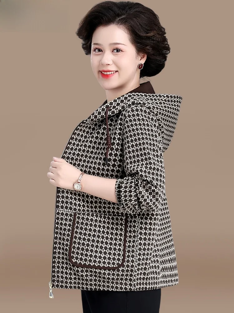 

Повседневное модное пальто для мам, весна-осень 2024, новинка, большие размеры, верхняя одежда для женщин среднего возраста, ветровка-куртка