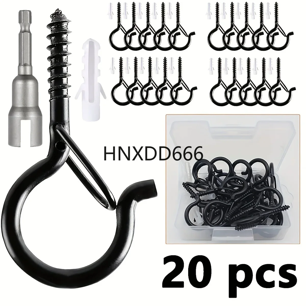 Hanger Hooks with Safety Buckle,Windproof Screw Hooks for Hanging Outdoor String Lights,Ceiling Hooks  Plants,Christmas Lights