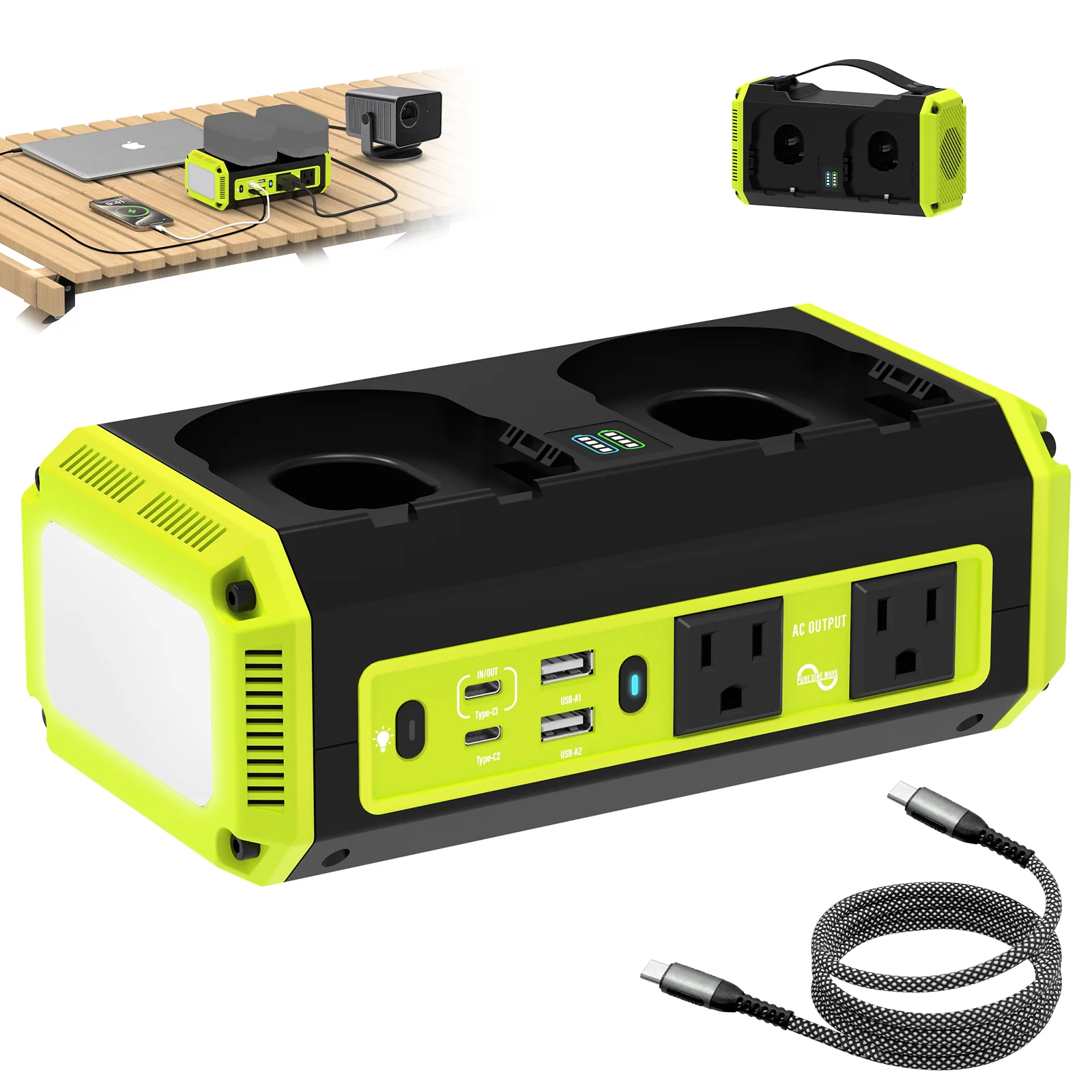 

Kzreect 350W Pure Sine Wave Dual-Battery Power Inverter Compatible with Ryobi 18V, DC 18V to AC 120V, 7A Fast Charger & 6 Ports, Protable Power Station for Camping Outdoor