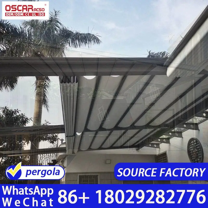 

Retractable Aluminum Sunshade Waterproof Extendable Full Box Shade for Courtyard Houses Made in China Retractable Canopy Pergola