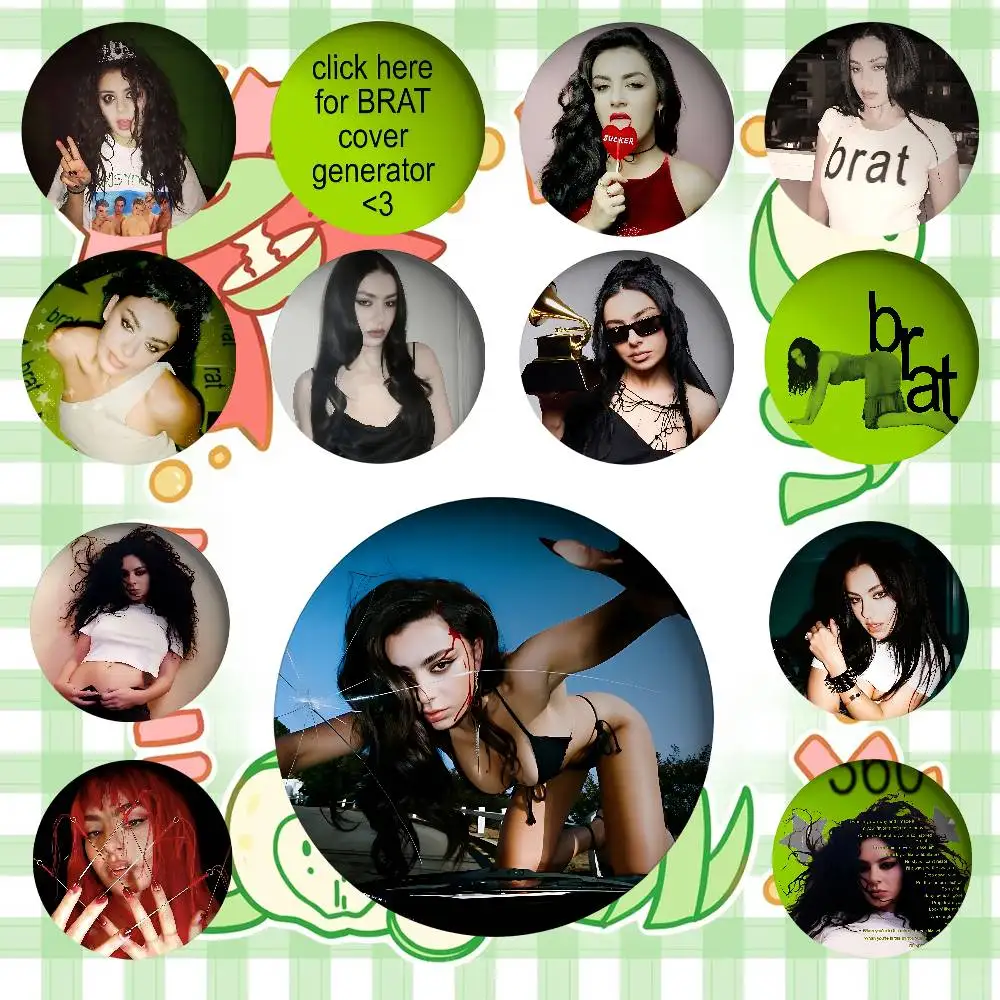 Singer C-Charli Xcx Brooches Stylish Ornament Pins Exquisite Round Badge Bag Accessories Jewelry Gifts