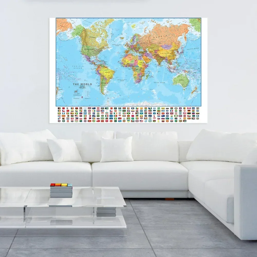 Globus mapa świata do znakowania podróży ścienne plakaty artystyczne druki do salonu szkolne obrazy do klasy dekoracja 100x70cm