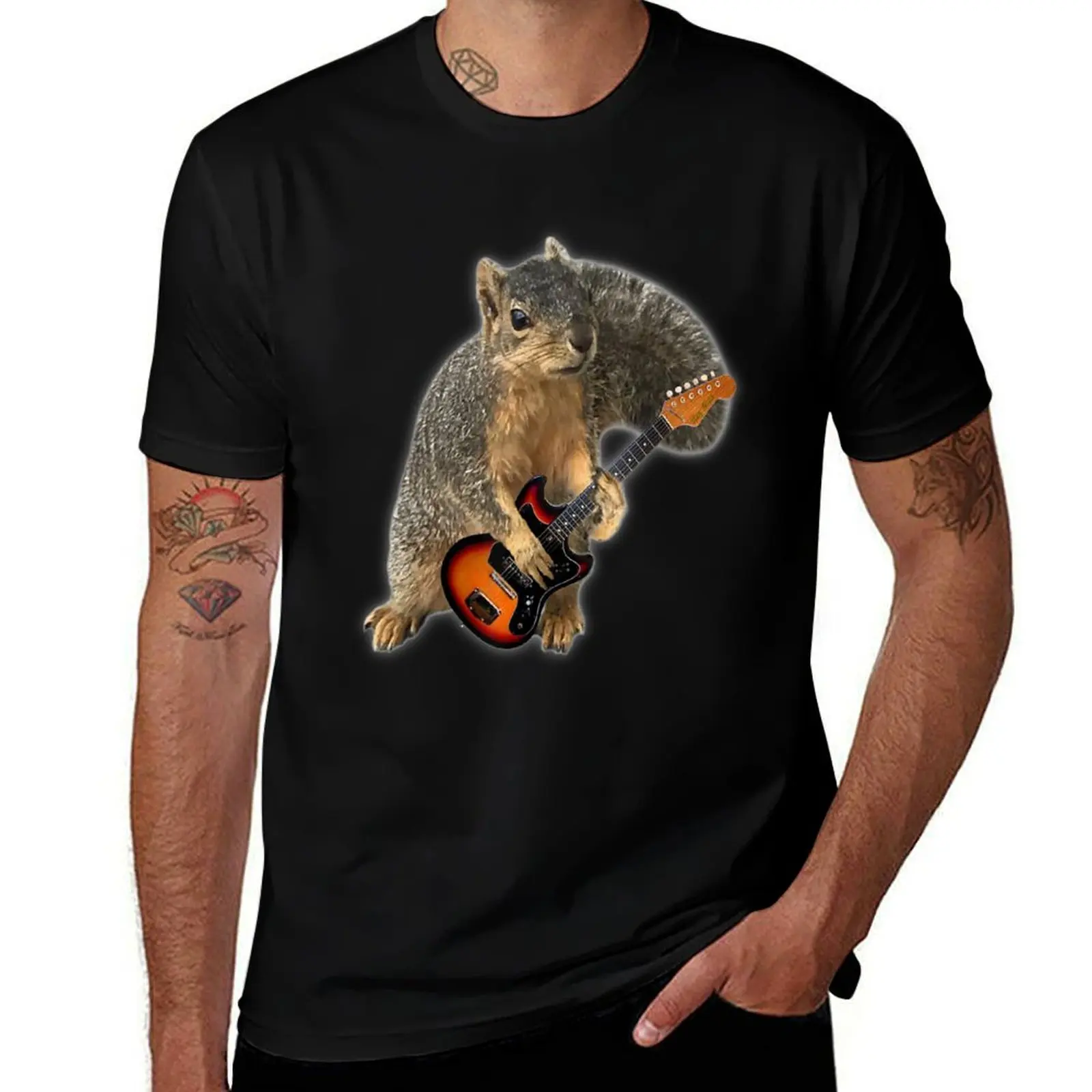 

Squirrel Playing Guitar T-Shirt T-shirts man aesthetic clothes vintage graphic tee men clothings