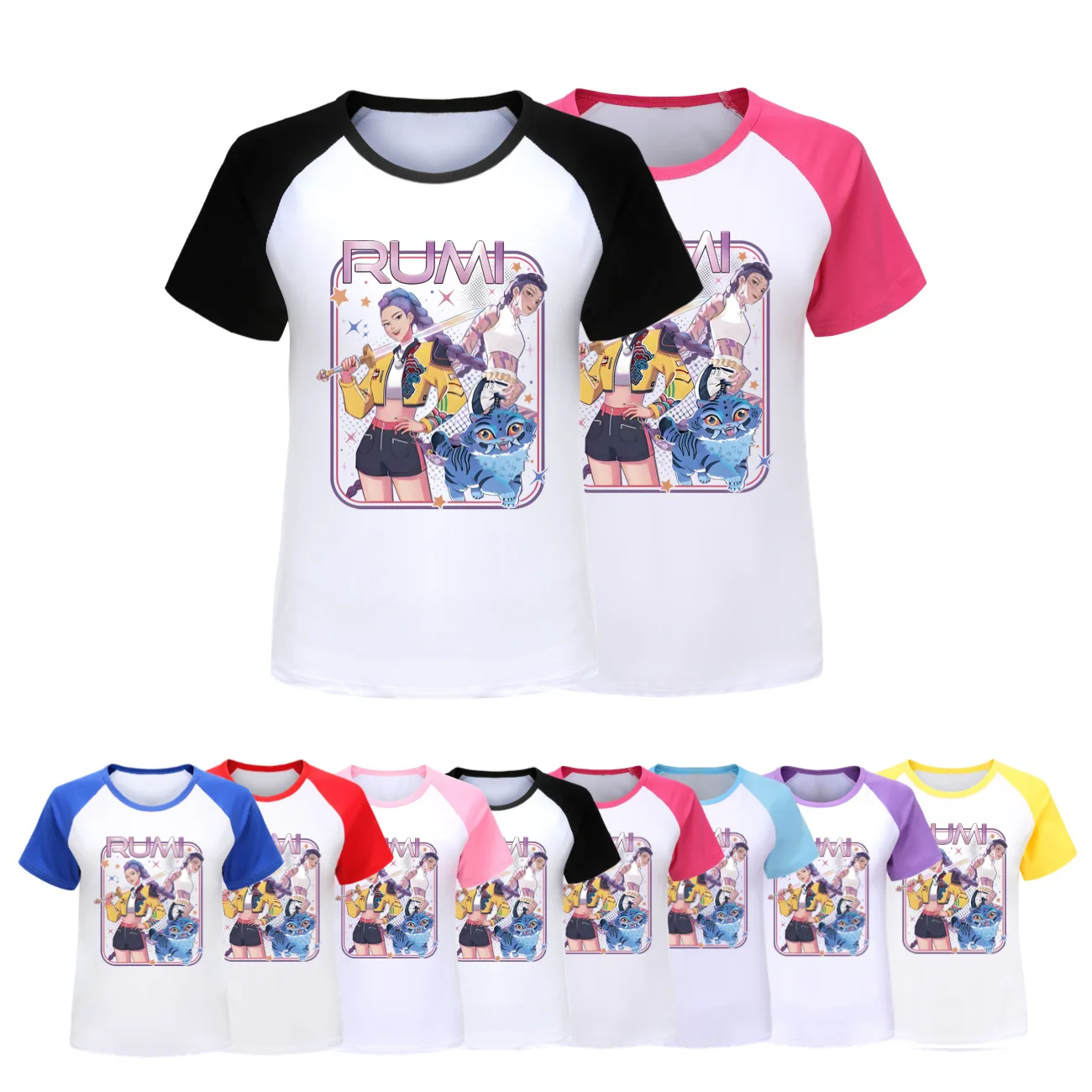 

Cute Kpop Demon Hunters Korean Style T Shirt Girls Boys Fashion Tshirts Summer Tops Cartoon Kpop Demon Hunters T-Shirts 4888