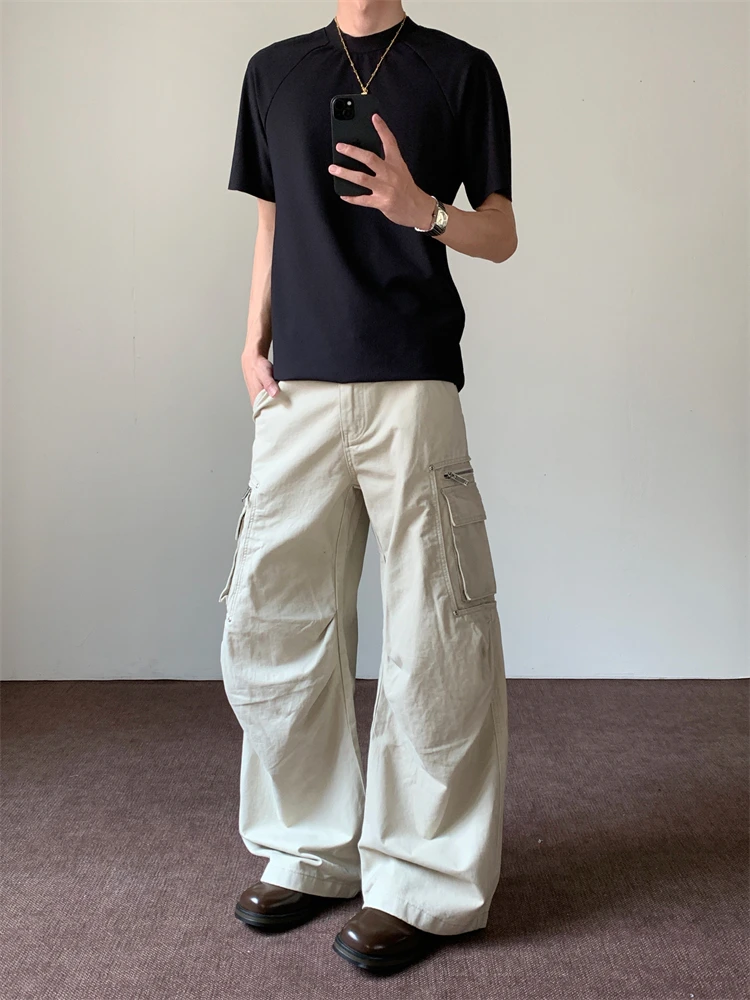 

Брюки для рабочей одежды в американском стиле ретро, рваный дизайн, хлопковые молодежные летние свободные брюки, классические однотонные брюки