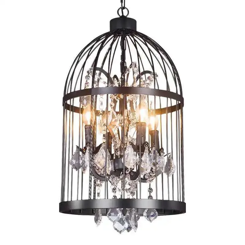 Imagem -05 - Luzes do Pendente do Birdcage do Ferro do Vintage Decoração Home Criativa Teto da Lâmpada de Cristal Lâmpadas Pendentes Esféricas