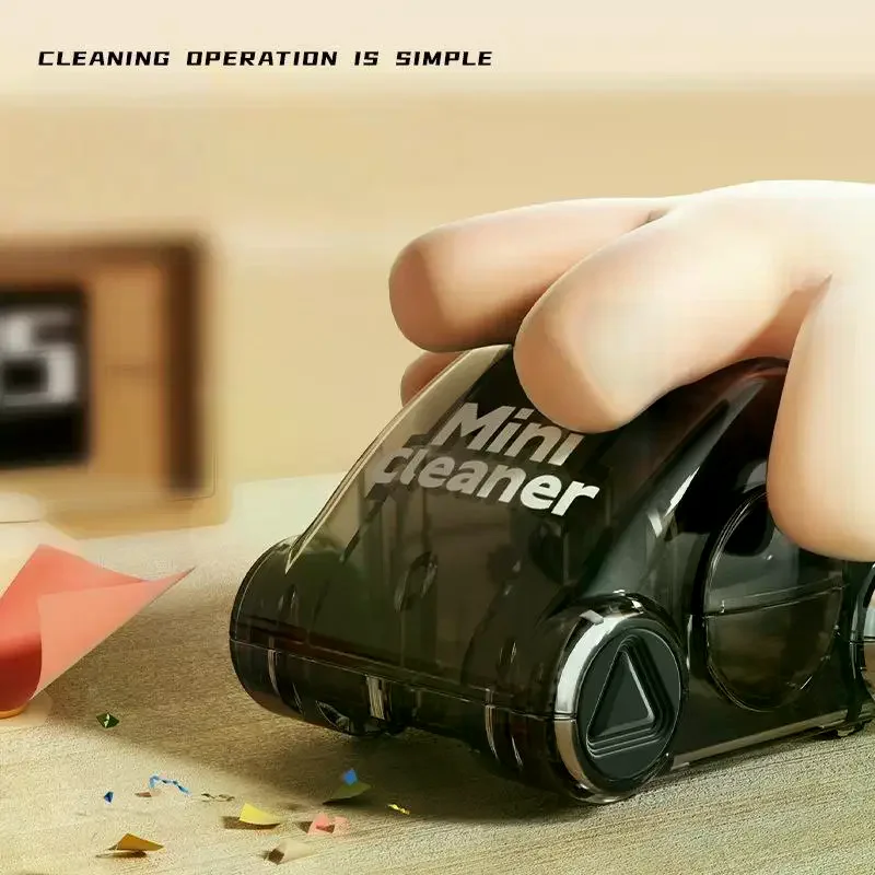 1Pcs Desktop Pencil Shavings Eraser Sweeper Garbage Truck Push Scooter Student Supplies Mini Desktop Cleaning Trolley