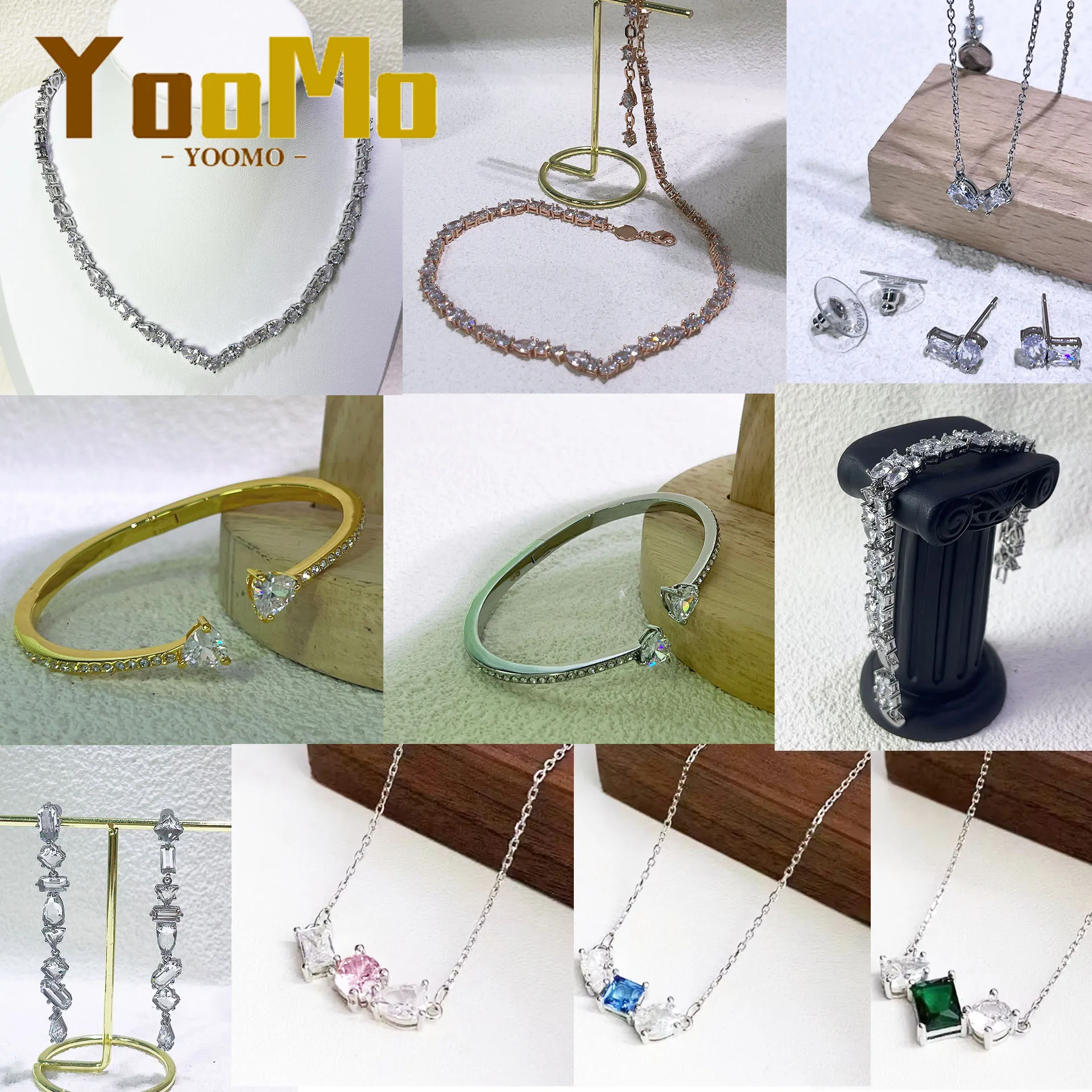 

Necklace Earring Bracelet Ring Mes Luxury Crystal Original Colored Crystal High Quality Jewelry Christmas Gift for Women Wedding