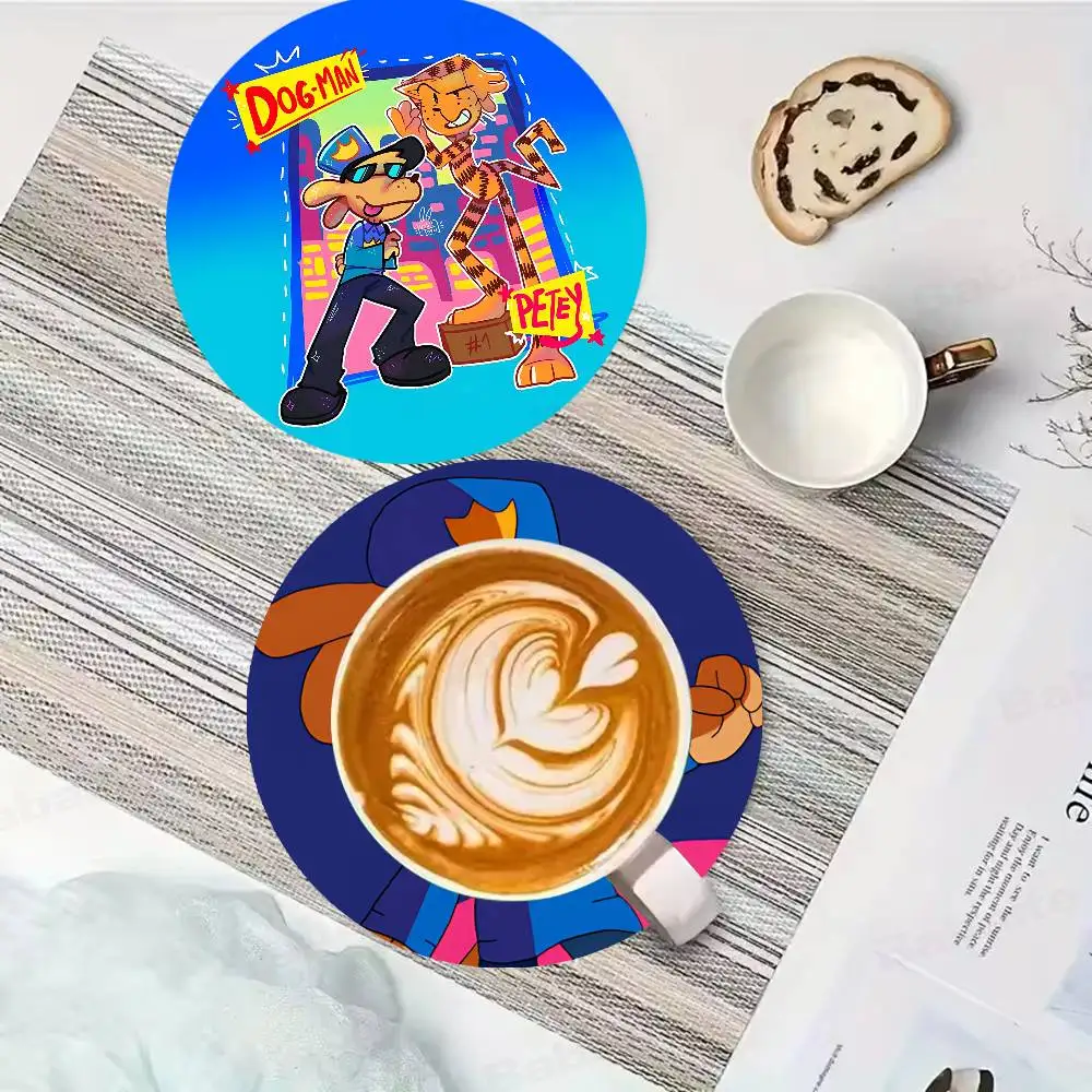 Dog Man Dogman Movie Round Coasters Insulated Durable Cups Coffee Coaster Plate Mats Home and Decoration Kitchen Utensils