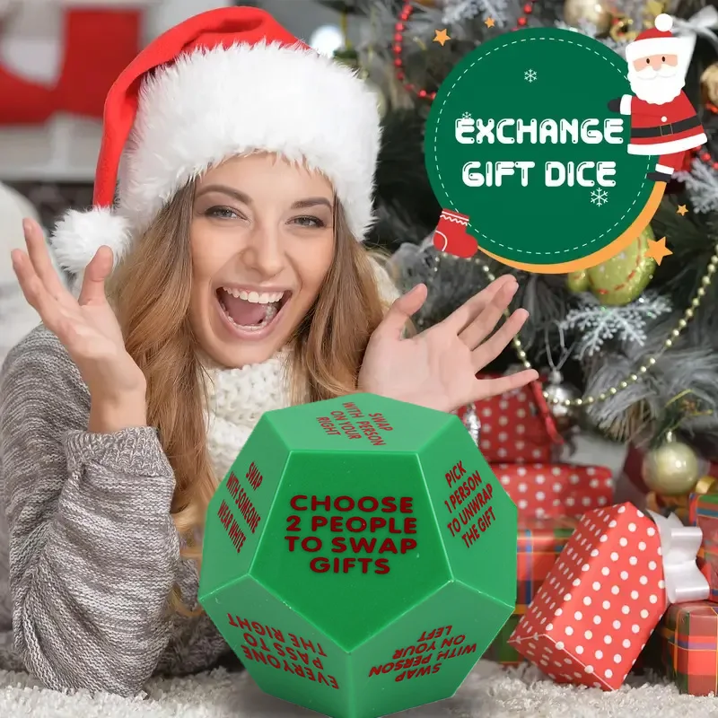 1/2 قطعة لعبة عيد الميلاد النرد السنة الجديدة مهرجان هدية تبادل الأسرة لعبة اللعب ديكور المنزل 12 الوجهين مع 12 كلمة عمل فريدة من نوعها #2