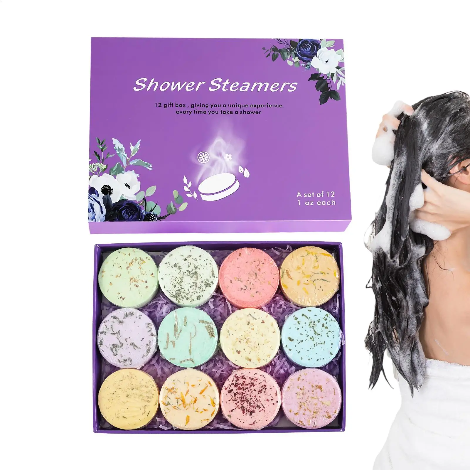 

12 шт. Ароматерапевтические таблетки для душа с медленным высвобождением, ароматические салфетки для душа, снимающие стресс, цветочные солевые таблетки для ванн, подарки для женщин для спа-процедур