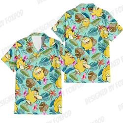 Camiseta hawaiana con estampado 3D de viñetas de animales para hombre, camiseta holgada de manga corta de gran tamaño para playa, ropa para hombre 2024