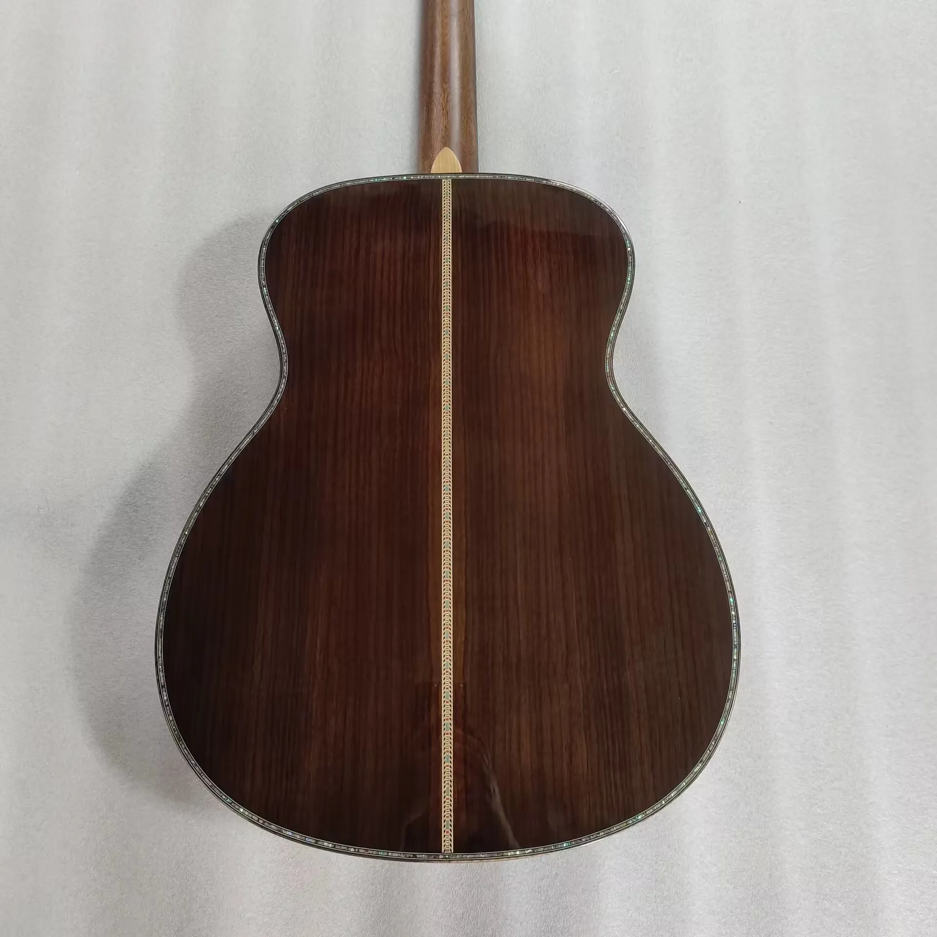 aggiornamento tutta la chitarra personalizzata fatta a mano in legno massello OM45 chitarra elettrica acustica con legatura in acero fiammato scoppio scuro