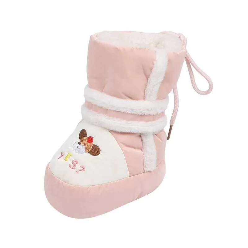 الشتاء الطفل المشي Boot2025الخريف النسخة الكورية الطفل شقة القاع المخملية التمهيد Retrobaby Homefloor التمهيد الطفل تنوعا السنو الأحذية