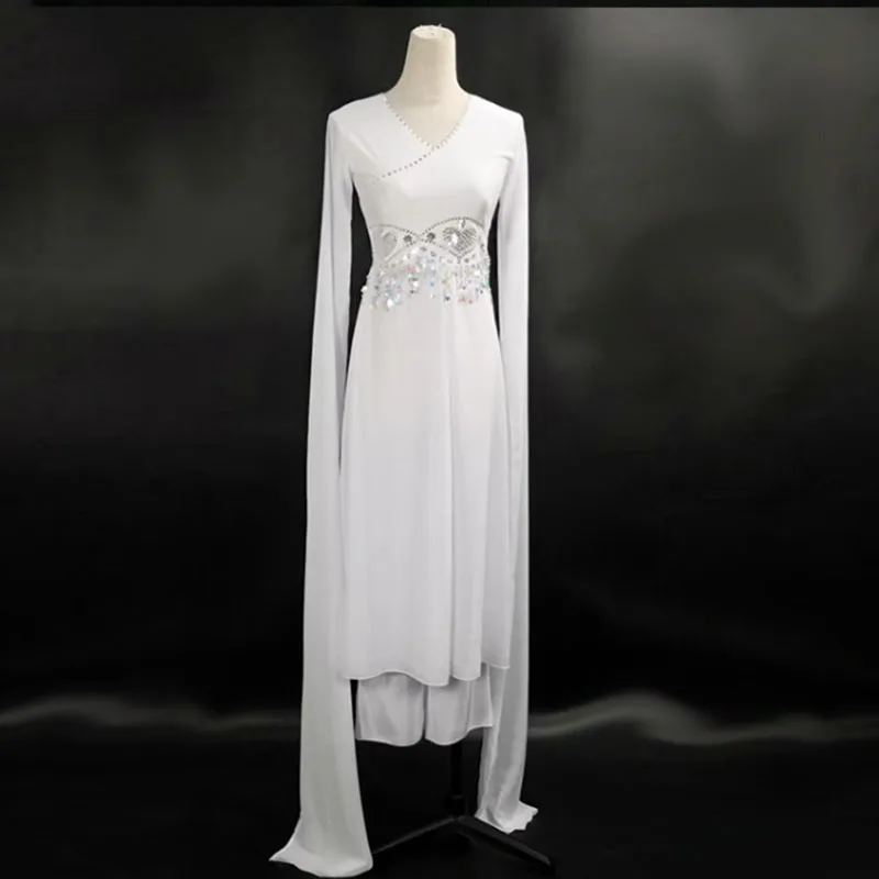 Female White Or Other Colors Extra-Long Sleeve Dance Dress,Chinoiserie Style Costumes For Dancing Long Dress Pants Modern Dance