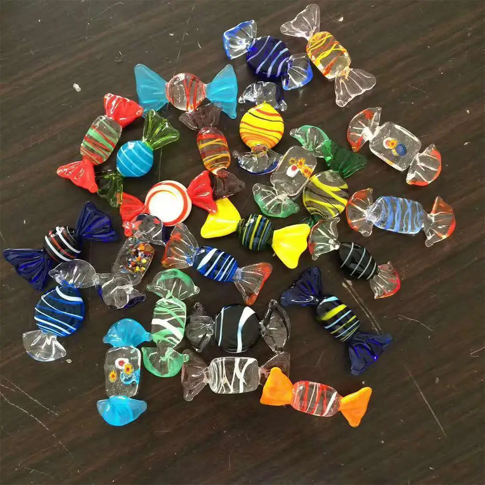 20pcs Colorful Vintage Murano Glass Sweets Candy Wedding Xmas Party Home Christmas Decorations DIY Ornament Crafts