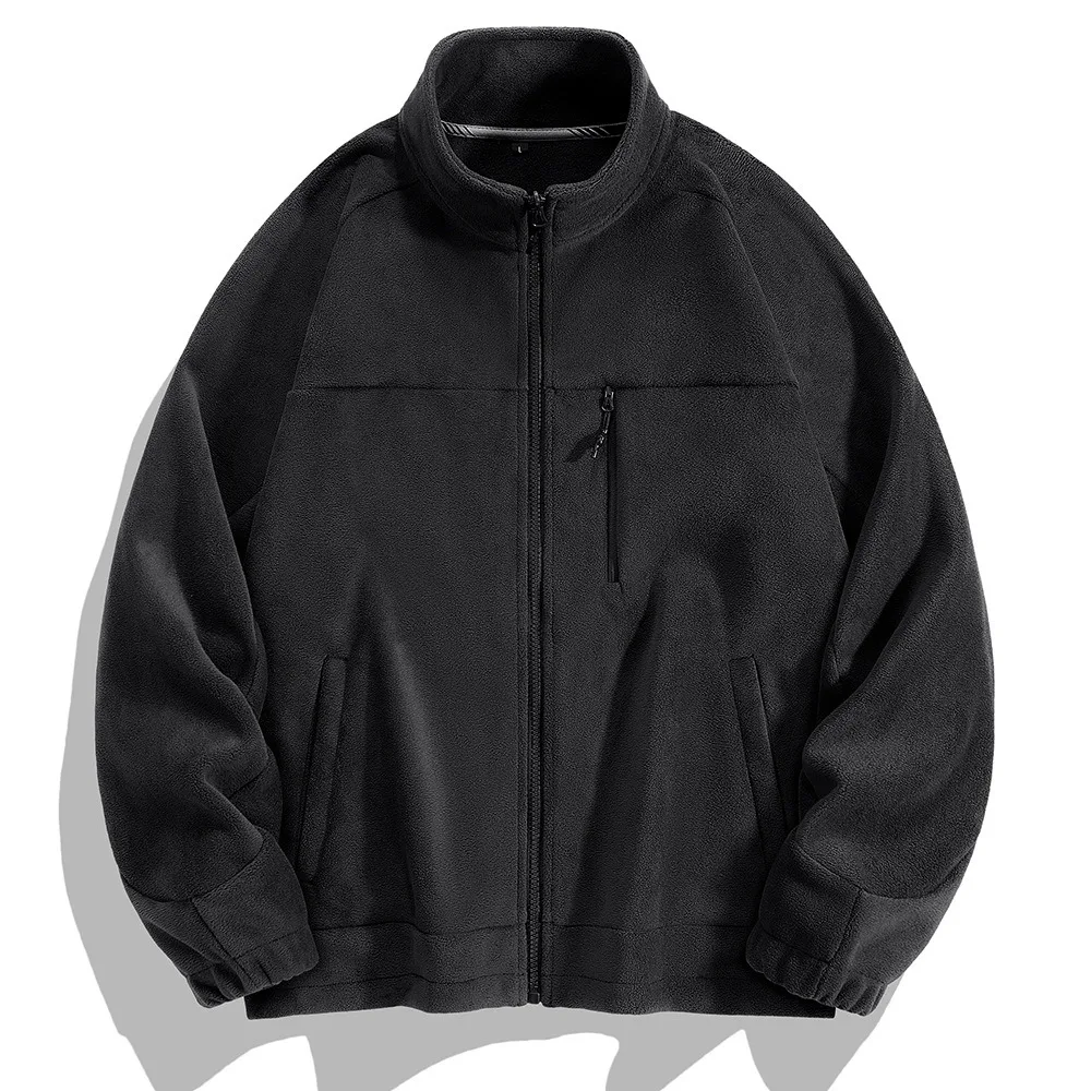

Мужская рубашка с длинным рукавом, утолщенная флисовая куртка на молнии с воротником-стойкой, теплая осенне-зимняя куртка, мужская, большой размер M-8XL