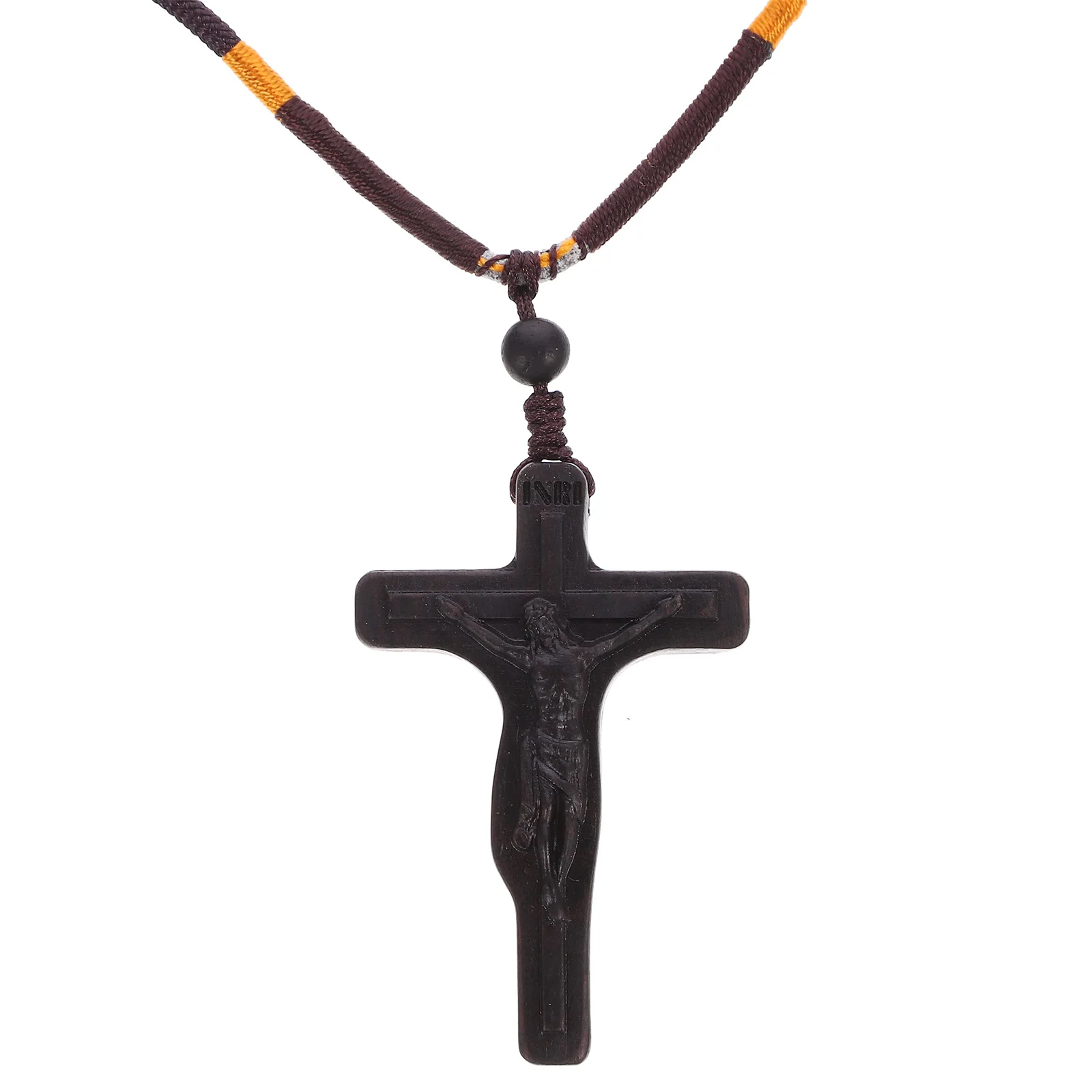 

Wooden Cross Pendant Necklace Hollow Out Decor for Bedroom Living Room Catholic Festival Wood Carving Statue Sculpture Craft